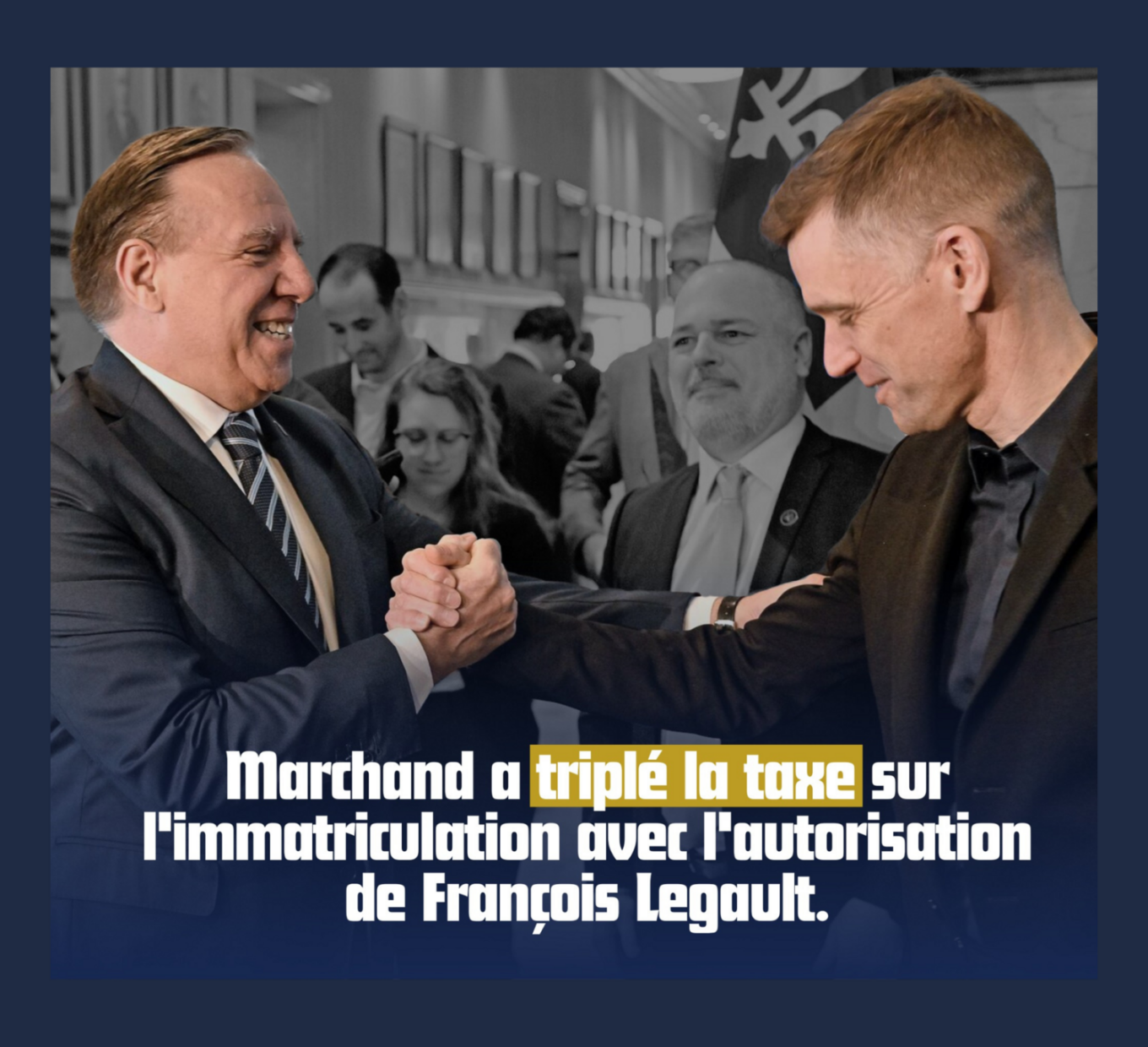 Communiqué image HAUSSE DE LA TAXE SUR L’IMMATRICULATION : « LEGAULT ET MARCHAND MÉPRISENT LES CONTRIBUABLES! »