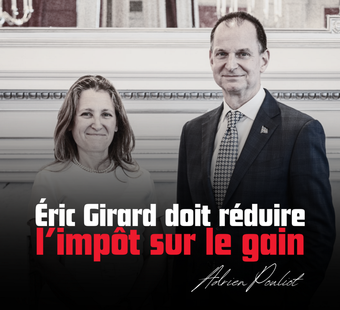 Communiqué image « Éric Girard doit réduire l’impôt sur le gain » - Adrien Pouliot